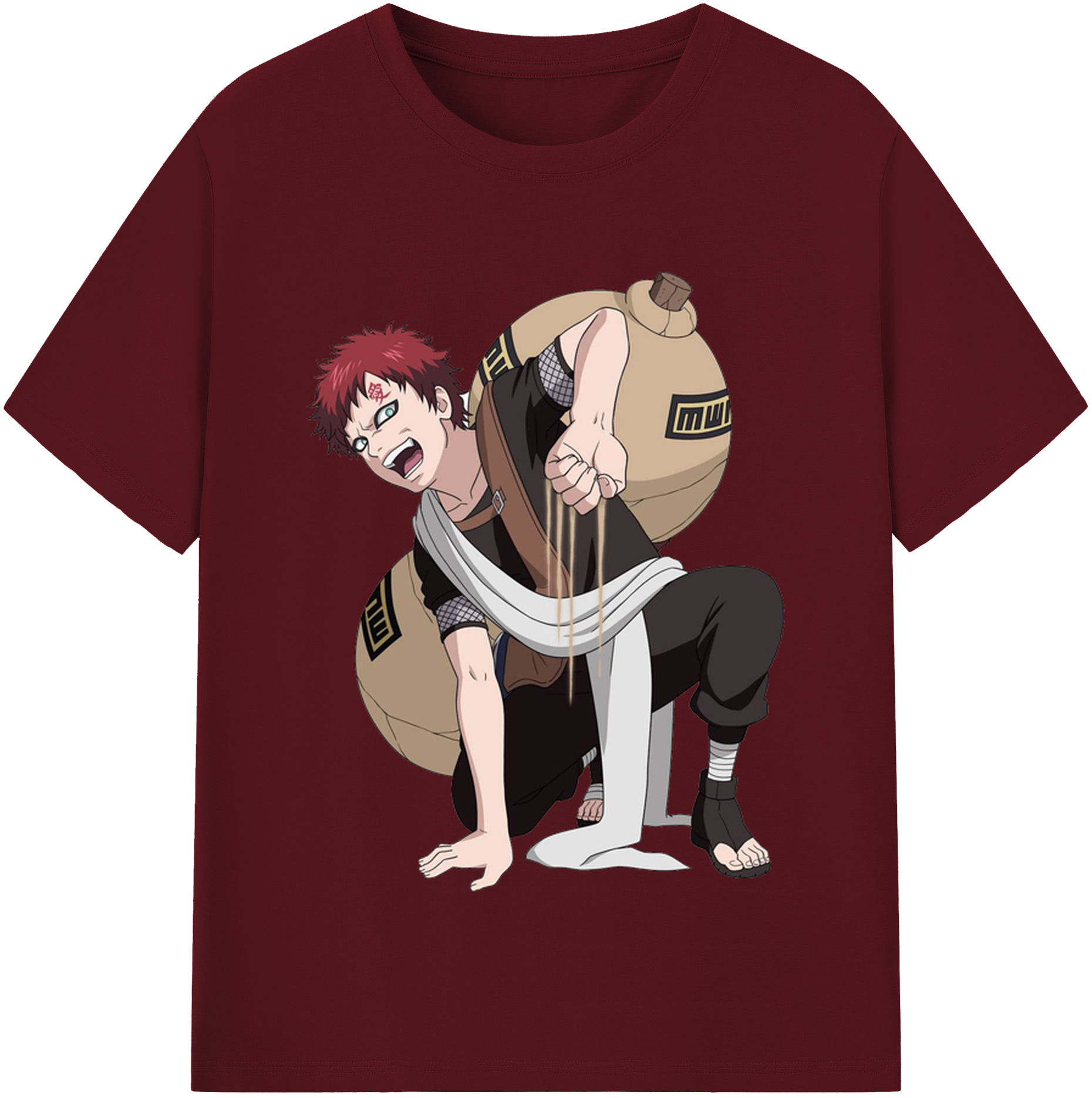 （画像用） NARUTO -ナルト- ガアラ Gaara 綿100％半袖Tシャツ（フロントプリント）